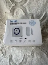 Door Chime,SanJie Wireless Sensor 2 Sensors + 1 Receiver White, White  NIB