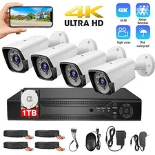4 Camaras De Seguridad Para Casa Oficina Home Security Camera System w/ 1TB HDD
