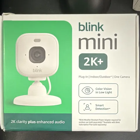 Blink Mini 2K+ 2K Indoor/Outdoor Wi-Fi Plug-In Camera, 2-Way Audio White