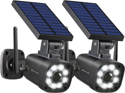 Simulated Security Camera Solar Powered Fake Motion Light Waterproof Black 2