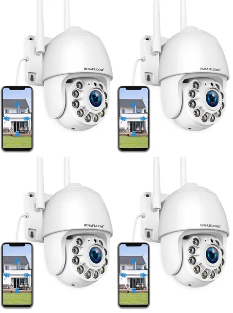 HOSAFE.COM Cameras for Home Security Outdoor WiFi, 1 Count (Pack of 4), White