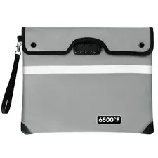 6500F Fireproof Document Bag Lock Waterproof 9Layer Money Safe 15x12 Inch