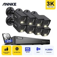 ANNKE 4K 8CH DVR Color Night 5MP Security Camera System Audio Recording AI