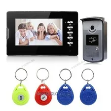 New 7" Wired Video Doorbell Intercom 700TVL IR Camera RFID Unlocking Entry