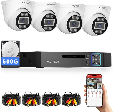 5MP Lite Security Camera System with 500G Hard Drive, 4 Channel AHD TVI DVR Reco