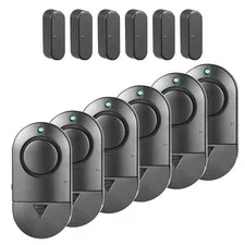 Window and Door Alarm, Home Security Solution, 120 DB Black Alarm (6 Pack)