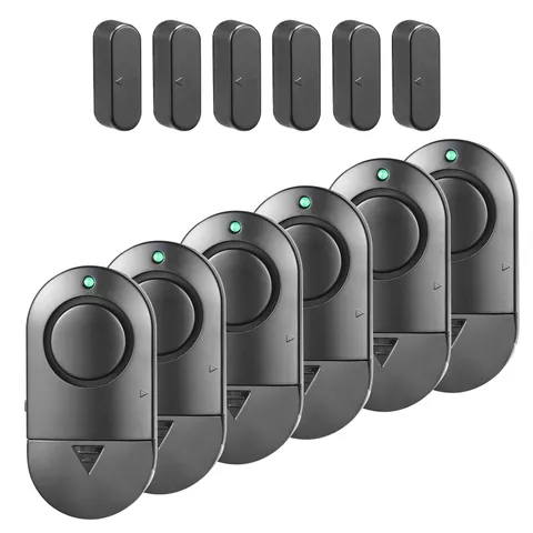 Window and Door Alarm, Home Security Solution, 120 DB Black Alarm (6 Pack)