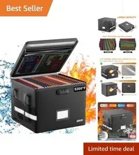 5200°F Fireproof Document Box with Lock - Portable & Water-Resistant Storage