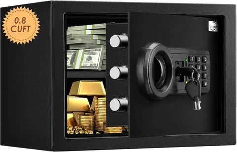 Tenamic Safe Box 0.8 Cuft Fireproof Waterproof Home Safe, Keypad Small Lock Box