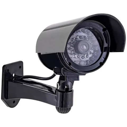 Decoy Surveillance Bullet Camera with Flashing Red Light, Black