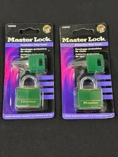 Vintage Master Lock 133DCM Green Vinyl Covered Padlock NEW Sealed Lot of 2