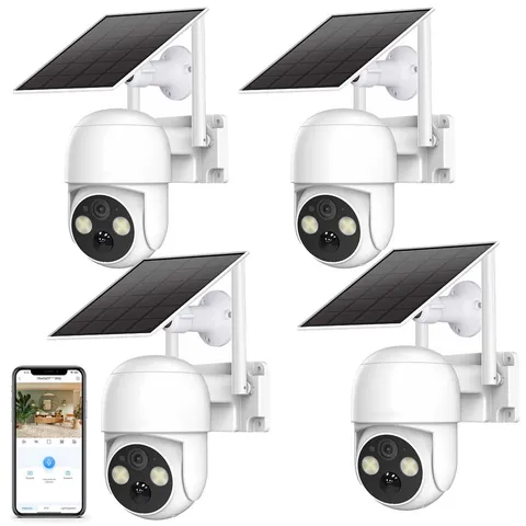 4pcs Wireless Security Camera System Outdoor WiFi 360 Solar Battery Powered/IP