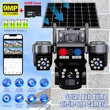 Solar Battery Powered Wireless WiFi Outdoor Pan/Tilt Home Security Camera System