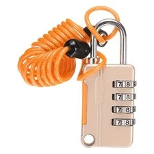 Luggage Lock, 4 Digit Combination Padlock and Flexible Yellow Cable (90cm)