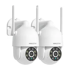 2 Pack WiFi Security Cameras 360° View Outdoor Wireless Audio Color Night Vision