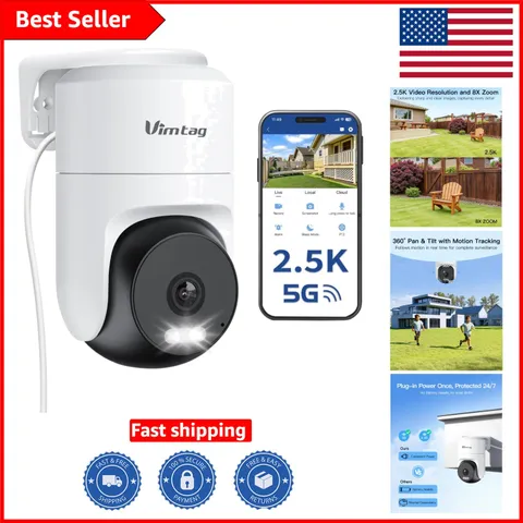 2.5K Outdoor Security Camera with 360° View, AI Alarm, & Color Night Vision