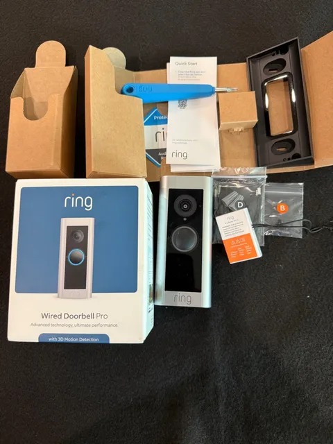 Ring Wired Doorbell Pro 1535p HD Video 3D Motion Detection-Color Night Vision