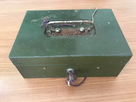 Vintage 1960s Military Green Steel Value Box with Lock