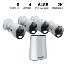 Night Owl 2K Wi‑Fi Recorder Security System 8‑Channel w/ 4 Cameras 64GB AI