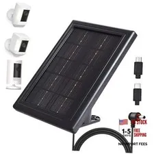 Ring Camera Solar Panel Charger, 5V 3.5W Solar Charger 4 1 Pack Black