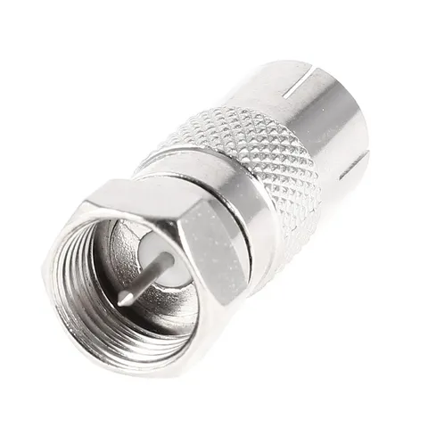F Male to TV PAL Female Straight RF Coaxial Connector Silver Tone
