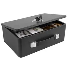 Fireproof Metal Safe Box with Key Lock and Portable Carrying Hand Document