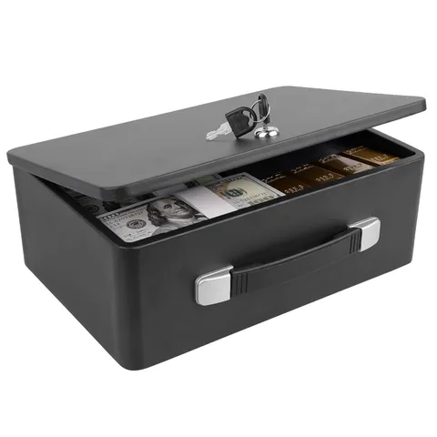 Fireproof Metal Safe Box with Key Lock and Portable Carrying Hand Document