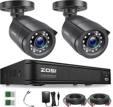 ZOSI H.265+ 8CH DVR 1080p Outdoor Security Camera System 80ft night vision