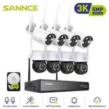 SANNCE 5MP PT Wireless Security Camera System 10CH NVR Two Way Audio Color Night