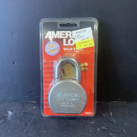 American Lock Series 700CC Hardened Steel Padlock And 2 Solid Brass Keys C5