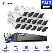 ANNKE 5in1 16CH DVR 5MP CCTV Security Camera System Human Vehicle Detection IP67