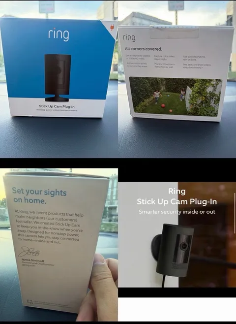 Ring Stick Up Cam Plug in - Indoor/Outdoor Smart Security Camera, Black New*