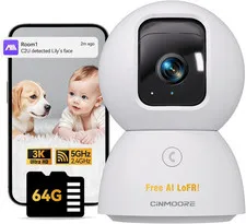 5G Indoor Camera, 3K Pet/Dog Camera with Phone App/Speaker, 64GB SD Card Include