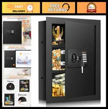 17.72" Tall In-Wall Safe with Hidden Compartment & Combination Lock - Heavy Duty