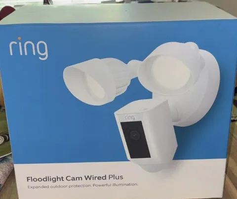 Ring Floodlight Cam Wired Plus Surveillance Camera - White - New/Sealed