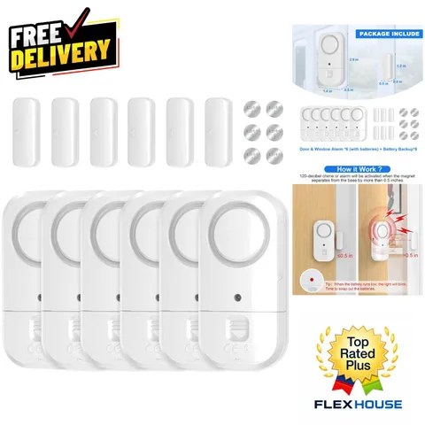 Battery-Powered Door & Window Alarm Sensors - 120dB with Backup Batteries