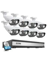 ZOSI 4K 16CH POE NVR 8MP Outdoor Security IP Camera System Bullet CCTV 4TB Audio