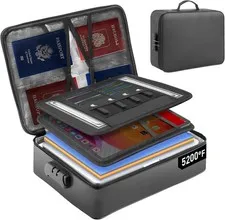 Fireproof Document Bag 5200F Waterproof Lock Organizer 4 Inch Home Office Travel