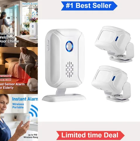 Motion Sensor Door Chime Wireless 918ft Range 36 Ringtones PIR Detector