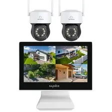 SANNCE 10CH Wireless PT Security System, 5MP NVR, 10.1" LCD, AI Human Detection