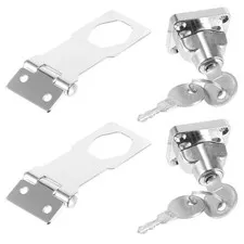 2 Sets Keyed Hasp Locks Stainless Steel Hasp Lock with Keys for Home