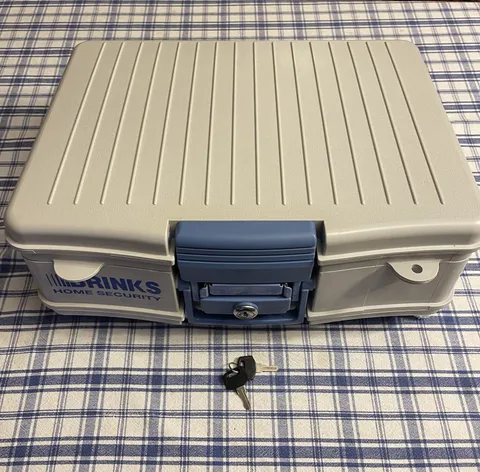 Brinks Home Security Gray-Blue Lock Box Fire Safe, Class 350 w/2 Keys