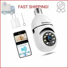 Noonkey 2K/3MP Light Bulb Security Camera, 5G& 2.4GHz WiFi Alexa E27 360° Light