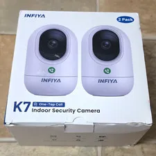 INFIYA K7 2-Pack 2K Wi‑Fi Indoor Cameras Night Vision Person Detect 2-Way Talk