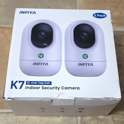INFIYA K7 2-Pack 2K Wi‑Fi Indoor Cameras Night Vision Person Detect 2-Way Talk