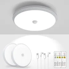 KEPLUG Rechargeable Motion Sensor Ceiling Light, Battery Operated Milk White