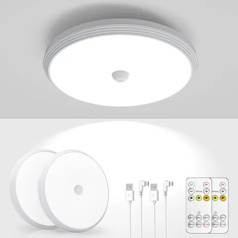 KEPLUG Rechargeable Motion Sensor Ceiling Light, Battery Operated Milk White