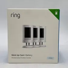 New Ring Stick Up Cam Battery Wireless Indoor/Outdoor Camera White 3-Pack