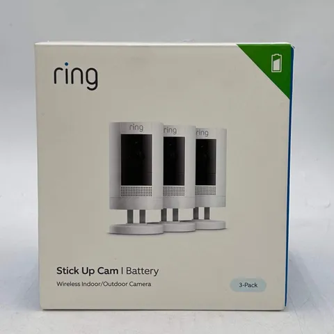 New Ring Stick Up Cam Battery Wireless Indoor/Outdoor Camera White 3-Pack