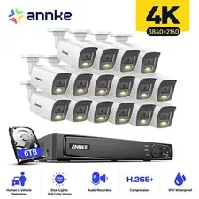 ANNKE 12MP 16CH NVR 4K POE AI Color Night Security Camera System Audio Recording